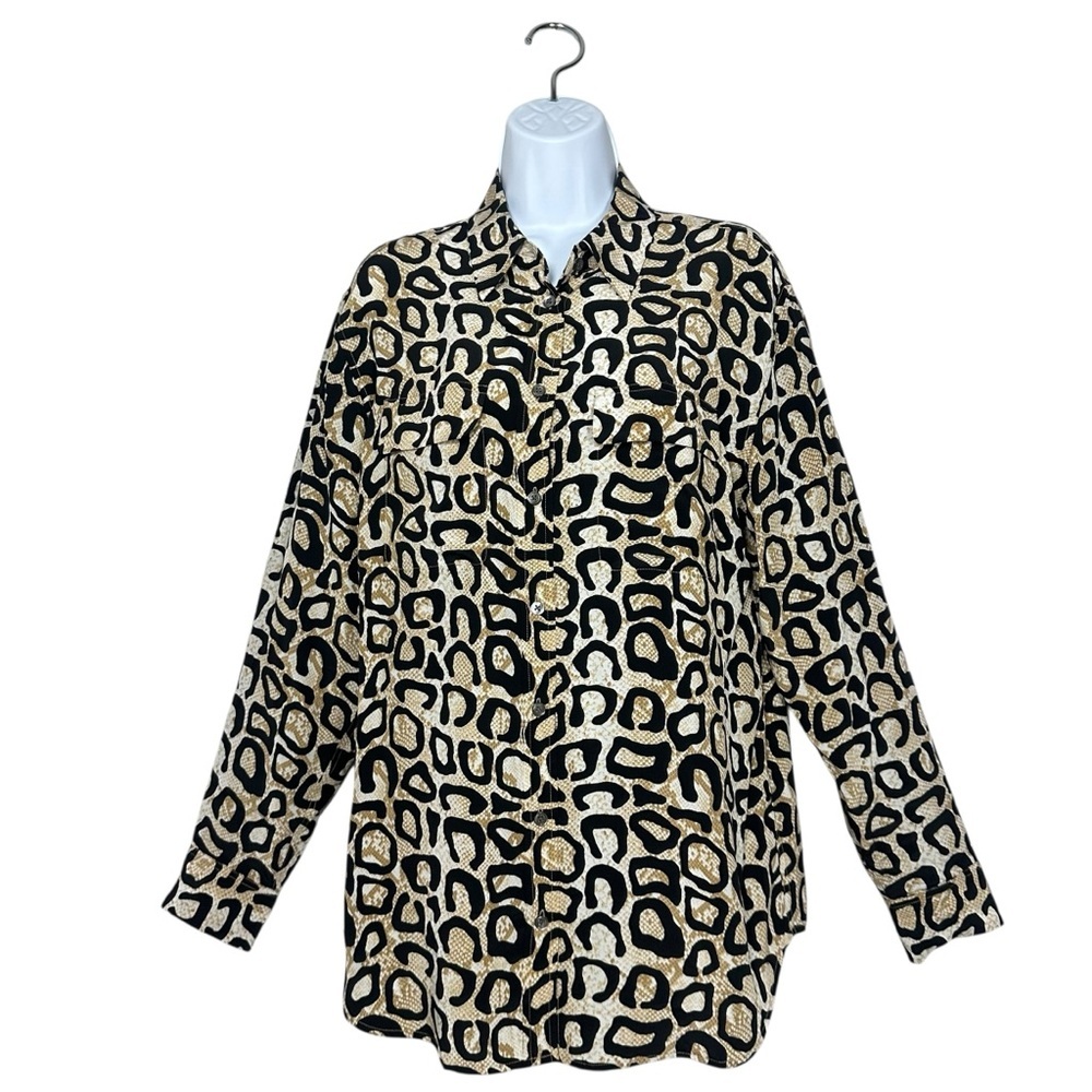 Equipment Femme 100% Silk Leopard Print Button Up Blouse Women's Size M